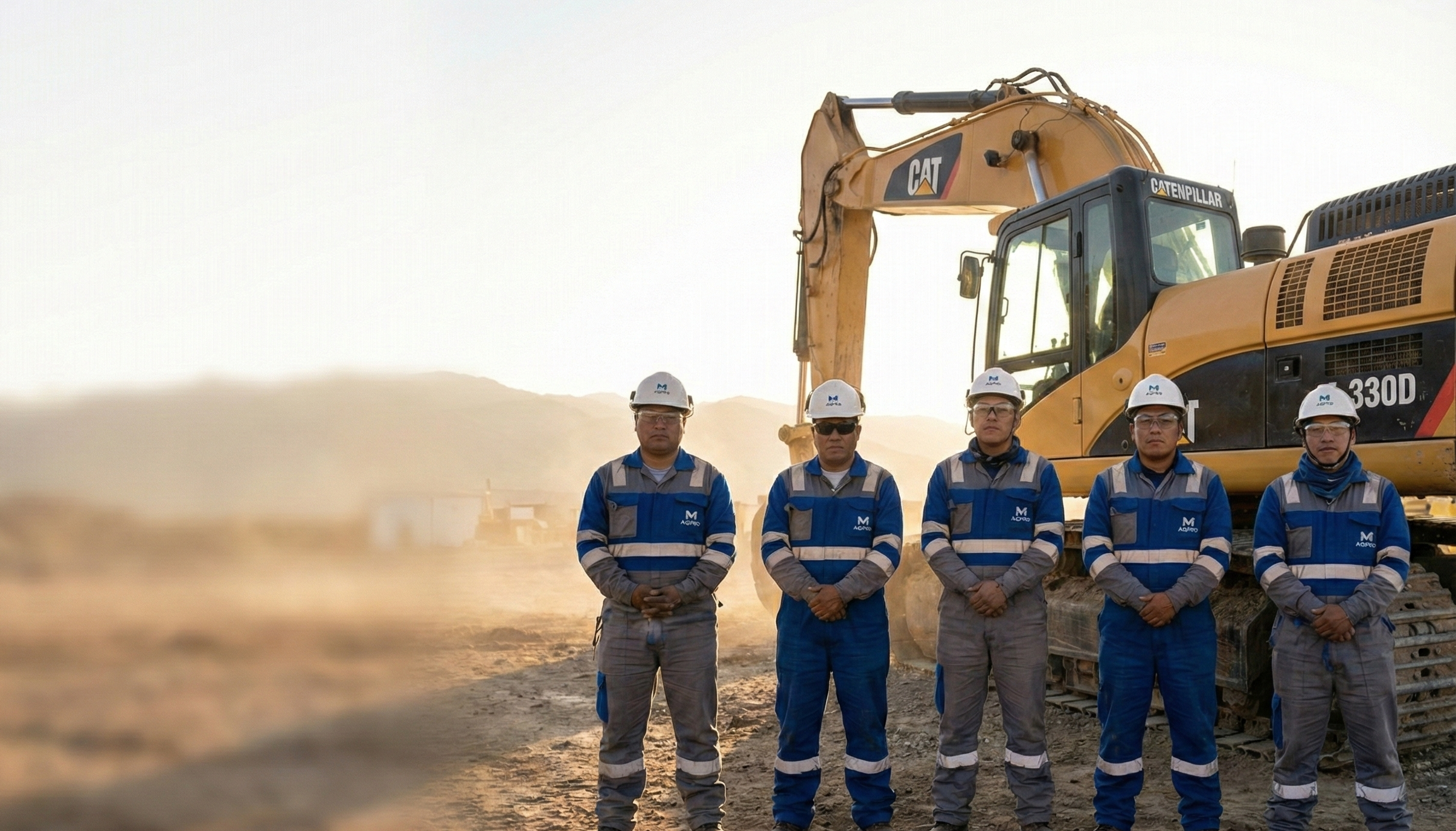 Técnicos de MaqPro junto a maquinaria pesada en mina